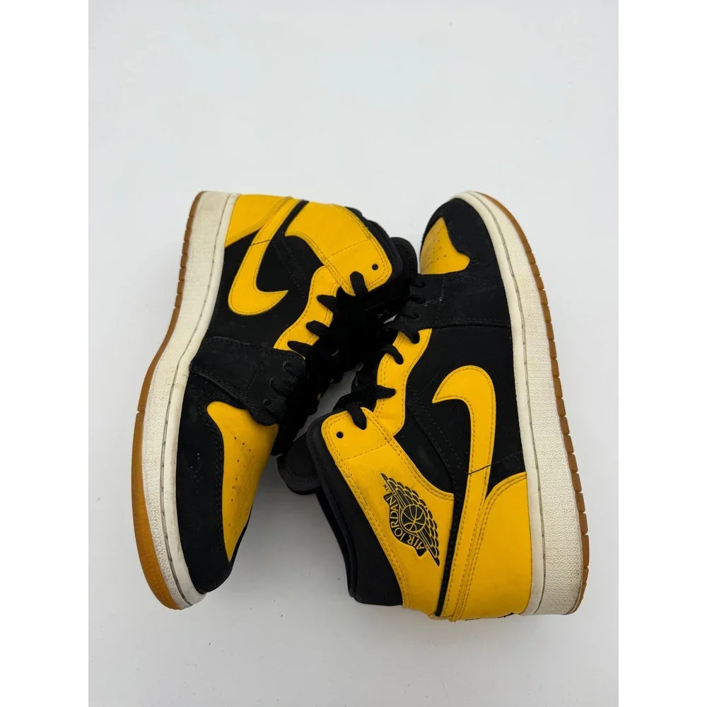 Nike Air Jordan 1 Mid New Love Black Yellow 554724-035 Mens Size 9 2017
